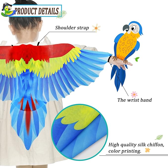 Bird-Costume-Parrot-Wings for Kids with Bird Headbands, Boys Girls Eagle Dress-up Cape Halloween Party Favors Gifts