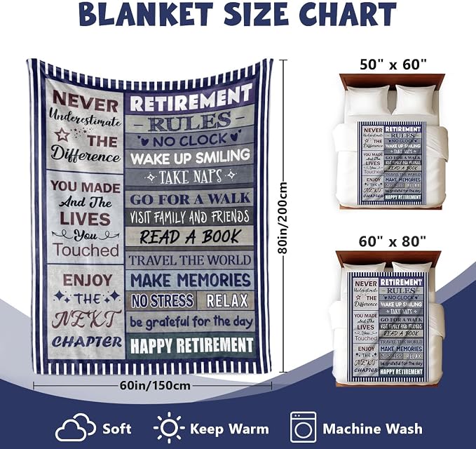 Sruemiul Retirement Gifts for Men, Retirement Blanket for Men 50"x60"
