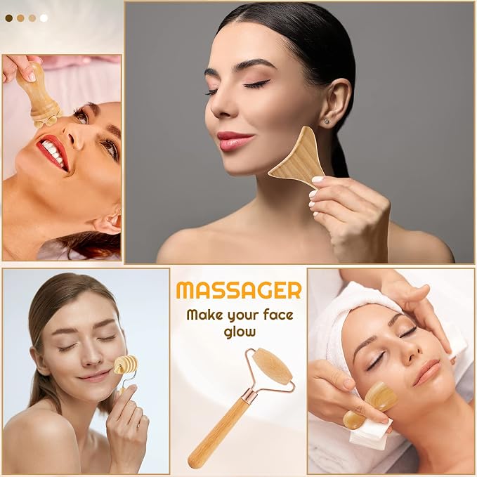 16-in-1 Wood Therapy Massage Tools Set for Body Sculpting Lymphatic Drainage Massager Maderoterapia Kit Therapy Tools Muscle Pain Relief Women Face Wood Roller Fascia Mother Gift Spa Party Supplies