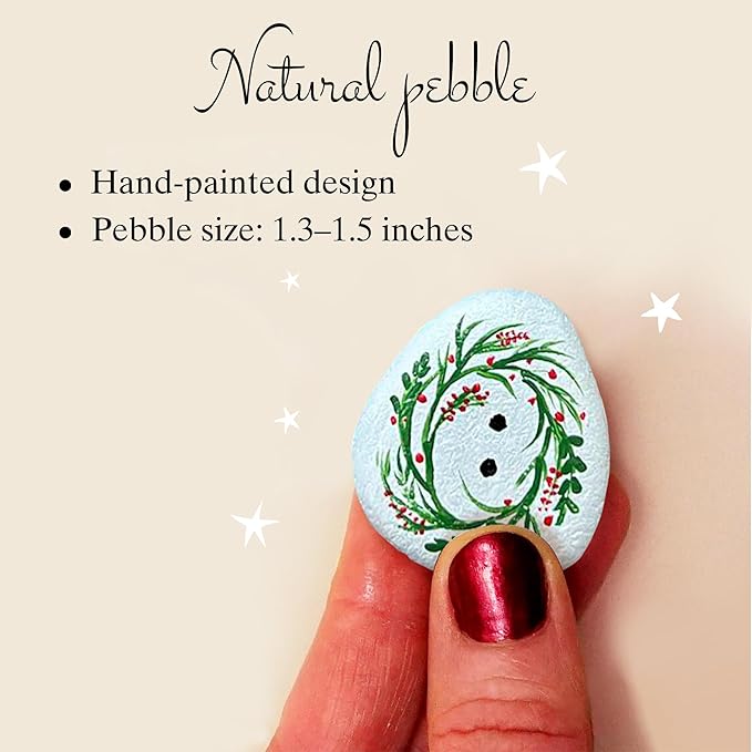 Handmade Snowman Christmas Greeting – Pebble Art Holiday Design with Envelope – Small Happy Holidays Mini, Winter-Themed Stationery, Unique Handmade Gift for Christmas