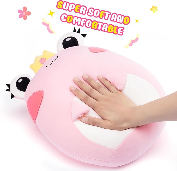 Original 13.5-inch Large Frog Plush Pillow Stuffed Animal Toy,Big Size Cute Soft Toys Kawaii Cuddle Plushie,Gift for Girls Boys Children