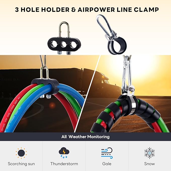 2PCS 40” Swivel Pogo Stick with 2PCS 25" Tender Spring, Pogo Stick for Semi Truck, Air Brake Line & Electric Power Cord Holder Stand, Stick with Clamp, 3 Hole Clamp, Lock Screw