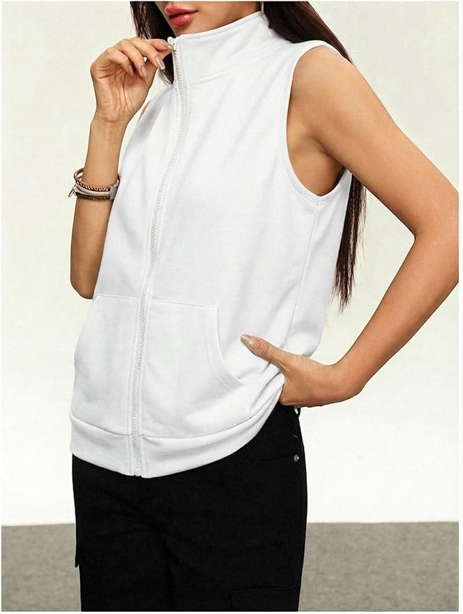 SOLY HUX Womens Zip Up Lightweight Vests Jackets Scrubs with Pockets | Casual, Sleeveless, Spring, Summer