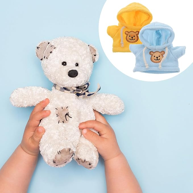 Toyvian 2pcs Small Plush Bear Doll Costume Outfit Girl Boy Plush Doll Hooded Sweater Clothes Cute Stuffed Animal Outfit Clothing for 6-8 Inch Bears