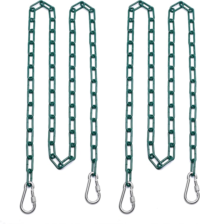 2 Swing Chains Heavy Duty (83") Fully Plastic Coated with 4 Free Quick Links Anti-Rust Iron Link Chains for Playground Kids Tree Swing Seat Accessories and Replacement