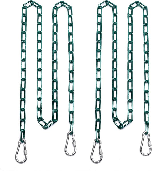 2 Swing Chains Heavy Duty (83") Fully Plastic Coated with 4 Free Quick Links Anti-Rust Iron Link Chains for Playground Kids Tree Swing Seat Accessories and Replacement