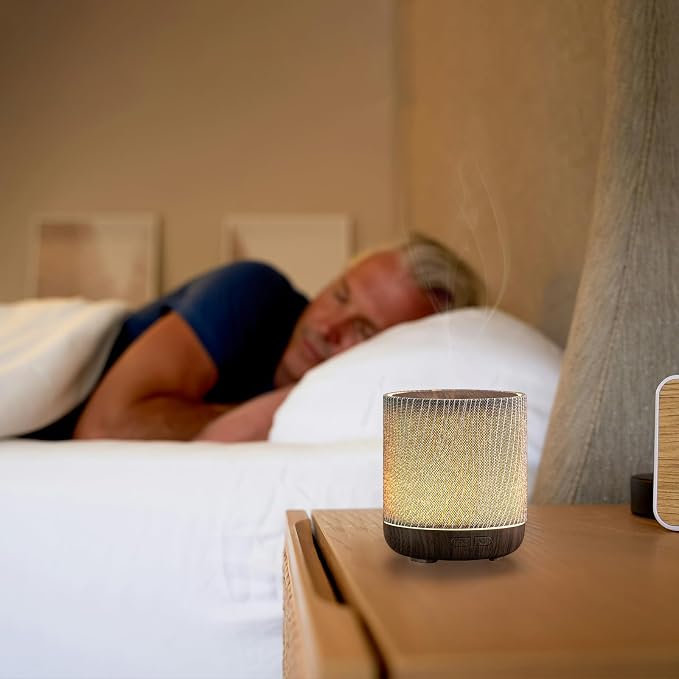 Essential Oil Diffuser with Fabric Cover and Night Lamp | 200ml, Quiet, Ultrasonic Scent Diffusing & Humidifying, Auto Shut-Off, Ambient Lighting, Candle Light Mode