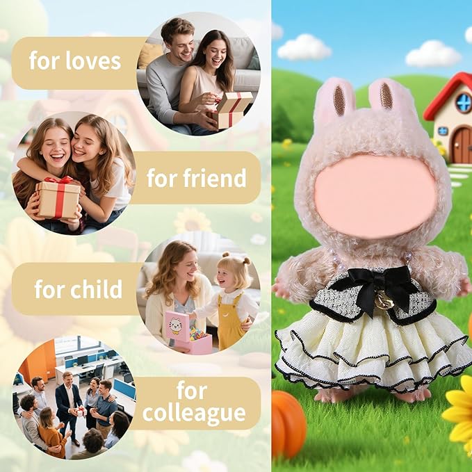 Coolcandy 17cm Doll Clothes, Fashionable Dolls Outfit with Accessories Suit, Stylish Adorable Dolls Clothes Set, Soft Fabric, Detailed Stitching(Doll Not Included)