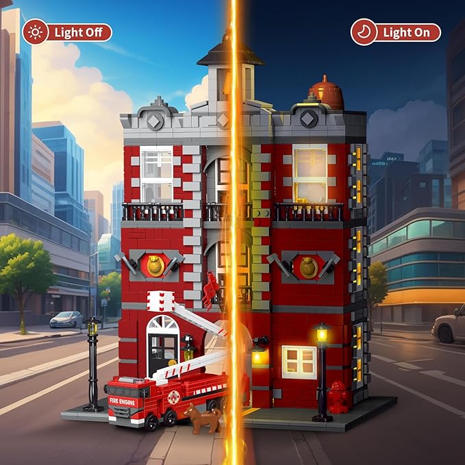 City Fire Rescue Building Set,Compatible with Lego Fire Truck Building Blocks,Birthday Gifts for Children and Adult (1823 PCS)