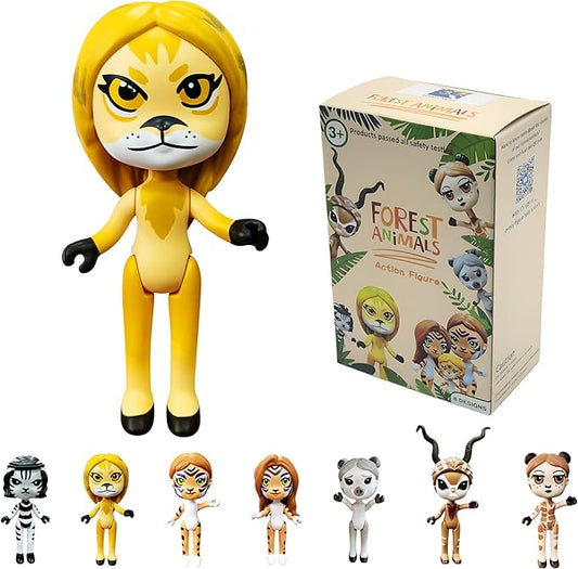PLENTY MORE Forest Animal Theme Series Action Figure - 3.5 inches / 8cm Collectible Action Figure, Creative Forest Animal Toy, Educational & Fun Play for Ages 3+, Safe & Non-Toxic (Lion The Majesty)