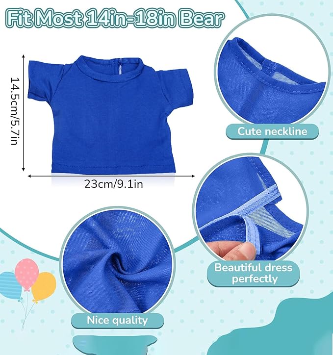 10 Pcs Build A Bear Clothes Set,Stuffed Animal Clothing for 14-18 Inch Plush Toys, Teddy Bear Outfits, Cute DIY Accessories for Plush Dolls