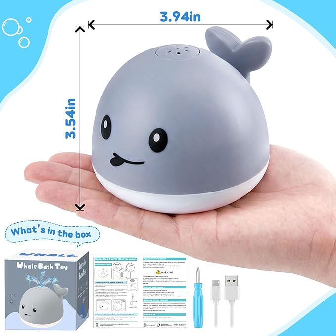 Gigilli Baby Bath Toys, Light up Bath Toys for Kids Ages 1-3, 1 Year Old Boy Girl Valentine’s Gift, 6-12-18 Months Baby Whale Bath Toy Sprinkler, Toddler Fountain Bathtub Pool Water Table Toys