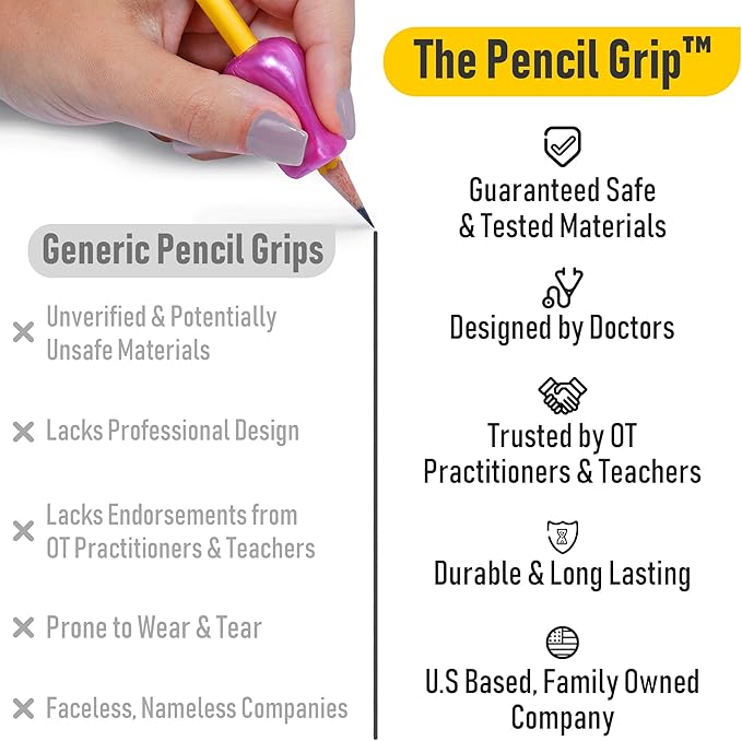 The Pencil Grip Original Pencil Grippers 6 Pcs, Improves Kids Handwriting, Ergonomic Pen Holder for Righties & Lefties, Ideal for Kids, Toddlers, Adults, Writing Tool with Finger Cushion