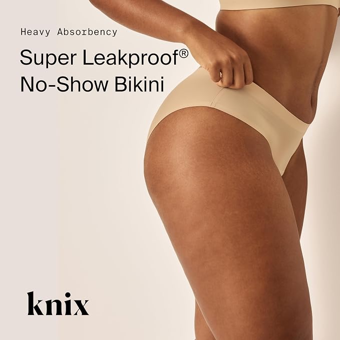KNIX Super Leakproof No-Show Bikini Period Underwear – Heavy Flow, Reusable Absorbent Menstrual & Incontinence Panties