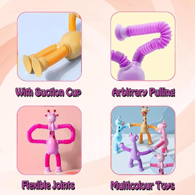 20 Pack Telescopic Suction Cup Giraffe Toy, Stretchy Giraffe SuctionAnimal Autism Sensory Toy for Toddlers, Travel Essential, Educational Classroom Treasure Box, Stretchy Giraffe Party Favors