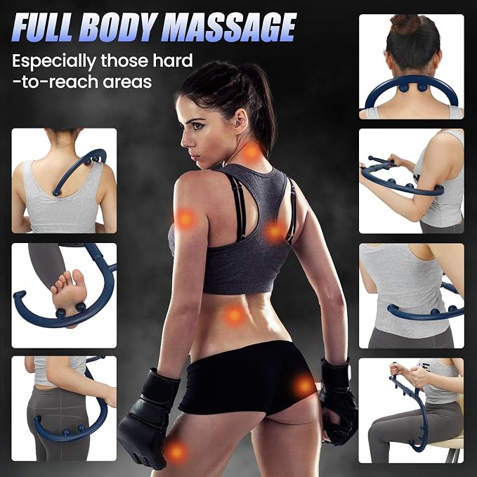 Trigger Point Massage Cane for Back, Neck & Shoulder Relief, Deep Tissue Self Massage Tool for Muscle Knots, Ergonomic Therapy Cane for Hard-to-Reach Spots, Lightweight Portable, FSA-HSA-Eligible