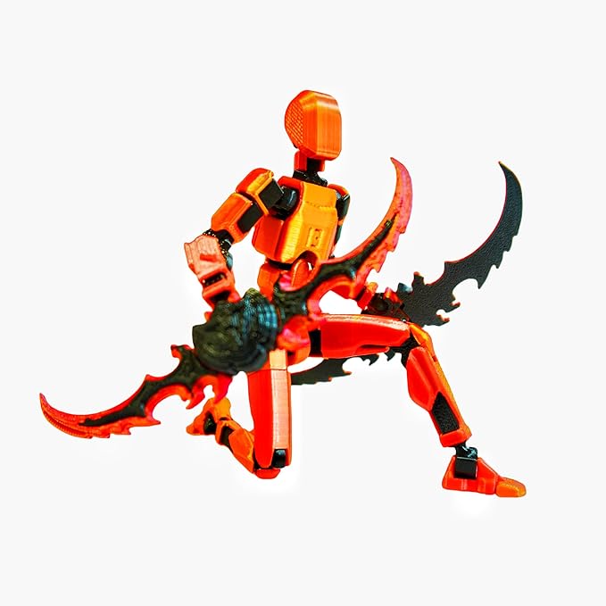 Dummy13 Action Figure Set | Pre-Assembled 3D Printed Titan and Robo Figures | Highly Articulated Robot Toys with Interchangeable Accessories | Perfect for Collectors and Hobbyists (red Gold)
