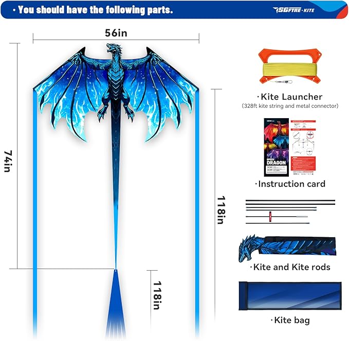 SGftre Complete Kite with Handle, Line & Accessories,Easy to Fly for Kids & Adults, Perfect for Beach, Park, Family Outdoor Activities