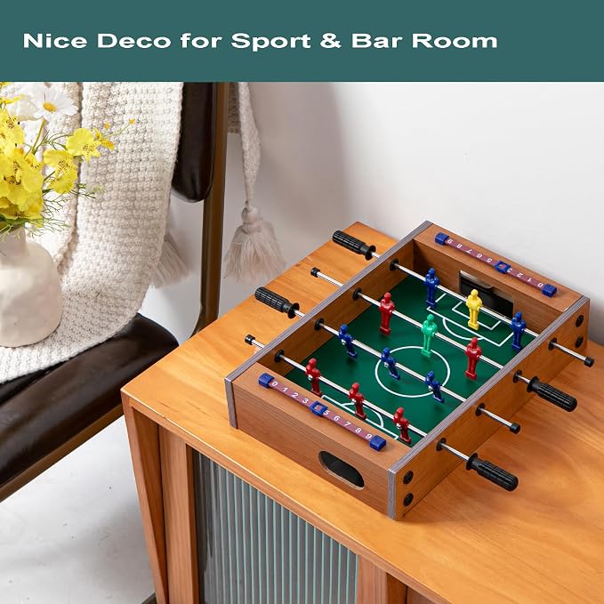 Mini Foosball Table for Family Night Creative Gift for Football Lovers Wooden Tabletop Game for Travel Party Time Nice Deco for Sport & Bar Room
