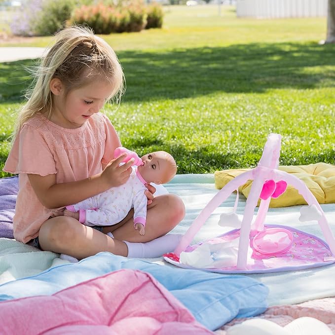 ADORA Over The Rainbow Baby Doll and Play Mat with 7 Piece Accessories Set Including Rainbow-Print Onesie, Beanie, Pacifier, Doll Diaper and Pink Bottle Birthday Gift for Kids Ages 3+