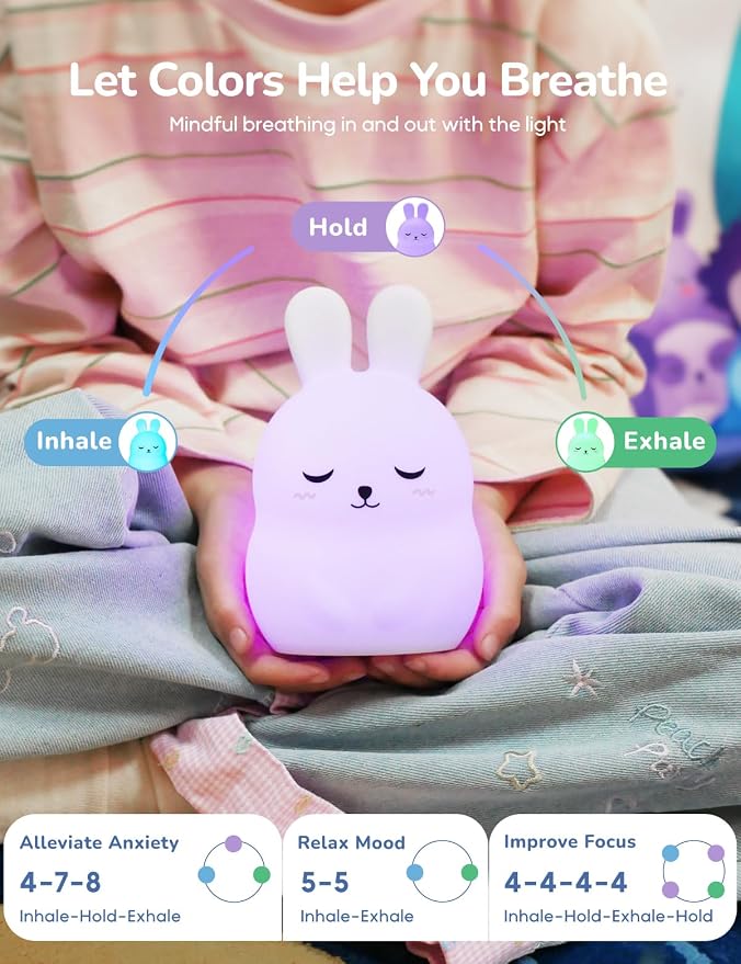Breathing Pal 'Bonnie'- Mindfulness Breathing Light, Guided Visual Meditation Breathing Light, Anxiety Relief Items for Calm Down Corner/Meditation/Sleep for Adult&Kid