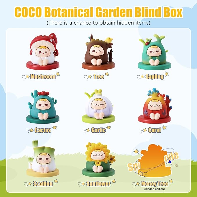 Coco Plant Blind Box Set 8PC Mystery Box Cute Figures Mini Botanical Garden Collectibles Birthday Gift Random Design