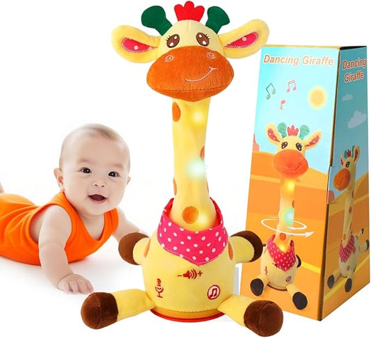 Dancing Talking Musical Giraffe Toy, Giraffe Stuffed Animal Tummy Time Toy with Volume Adjustment, Singing 10 Children's Songs Light Up Toys, Repeating What You Say, Baby Toys for Boys Girls Gifts