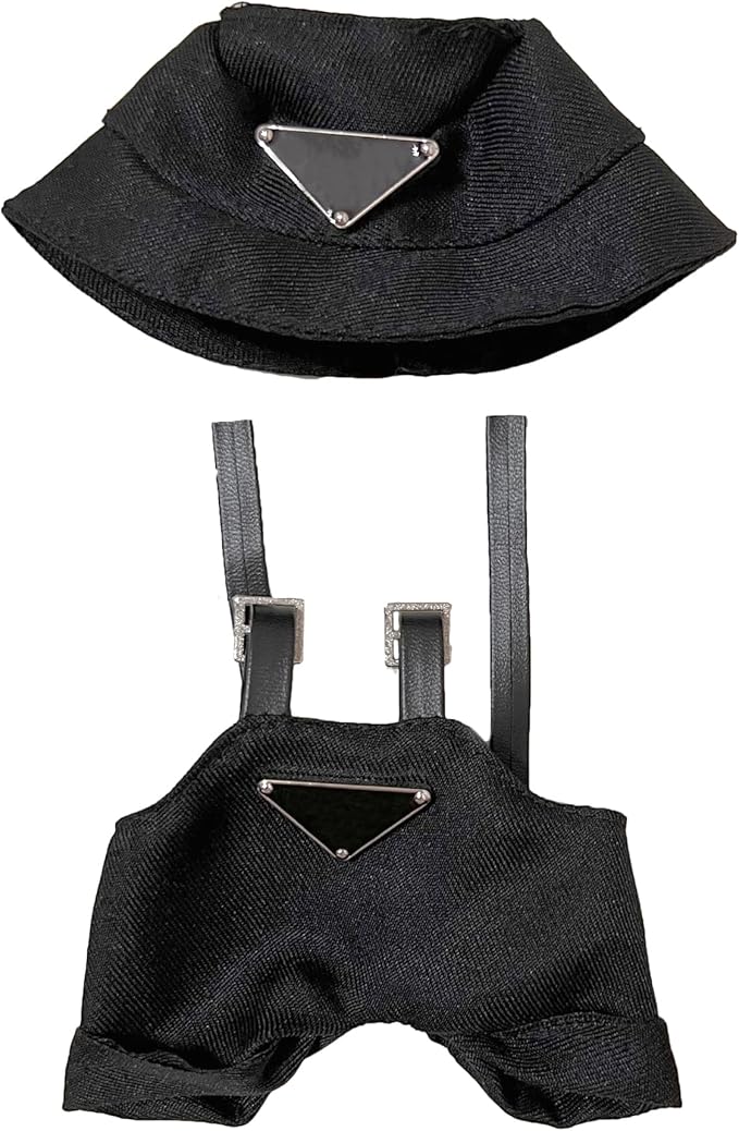 Clothes Set for 17cm Doll (NO Doll) Stylish Outfit Accessories Suit Hat & Overalls Set Black Denim Suit