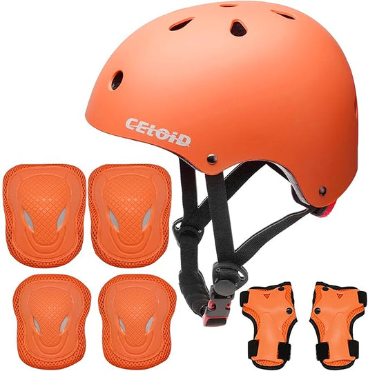 Kids Bike Skateboard Helmet Pad Set,Toddler Cyling Protective Gear Knee & Elbow Pads Wrist Guards for 5-8-10-12-14-16 Years Girls Boys Bicycle Scooter Roller Skate Inline Skating Rollerblading