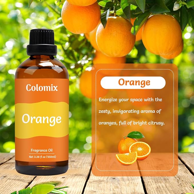 Premium 100ml Orange Fruit Fragrance Oil, Essential Oils for Diffusers for Home, Scented Oil for Candle Making, Soap Supplies and More DIY Projects, Long-Lasting Scent Gift