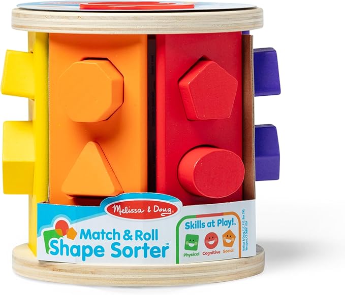 Melissa & Doug Match and Roll Shape Sorter - Classic Wooden Toy