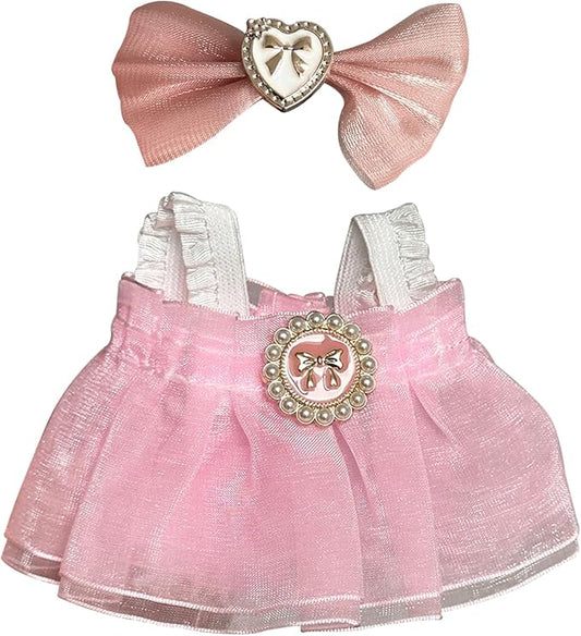 Doll Dress Set for 15-17cm Dolls, Cute Clothes for Dolls. Clothes Accessories for Doll Dress, Cute Miniature Clothes for Bag Charm, Photo Props, and Fashion Display. (Pink Princess Dress)