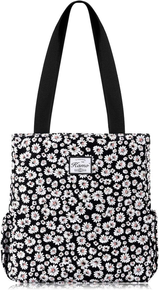 KAMO Floral Tote Bag - Waterproof Lightweight Handbags Travel Shoulder Bag for Hiking Yoga Gym Swimming Travel Beach