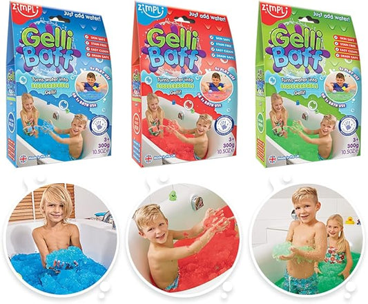 3 x Gelli Baff Bundle from Zimpli Kids, Blue, Red & Green, Turn water into colourful goo! Children’s Sensory & Bath Toy