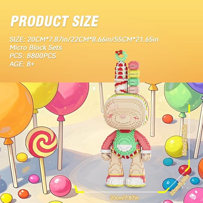 DAHONPA Animal Dessert Macaron Rabbit Micro Building Blocks Set with Storage Drawer (8800PCS), Gift for Adults and Kids