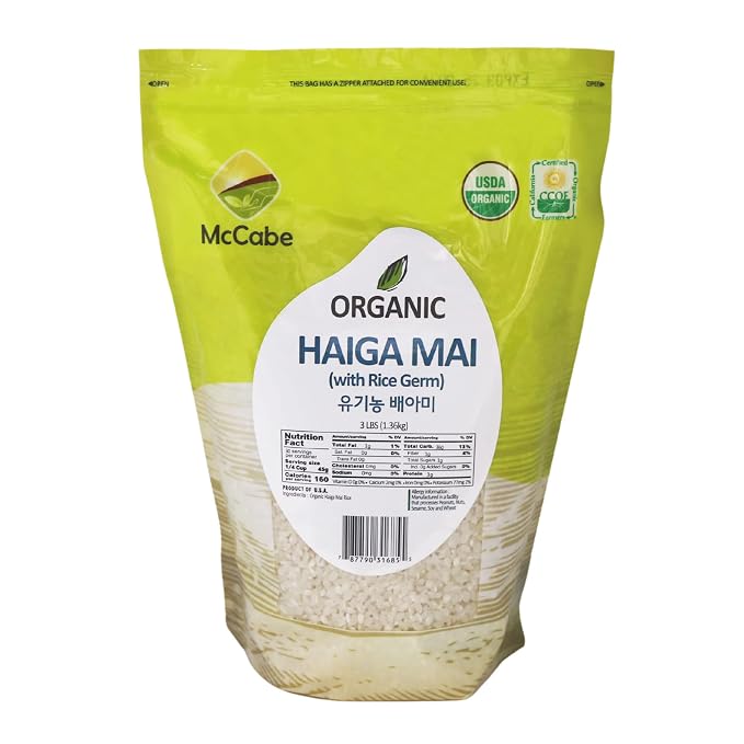 McCabe Organic Haiga Mai Rice - Haiga Rice 3lbs - Rich in Fiber & Minerals | USDA and CCOF Certified | Product of USA