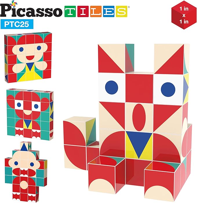 PicassoTiles Infinite Magnetic Puzzle Magic Cube Easy-Connect Brain Teaser Toy Set Magnet Pattern Block Matching Toys Free Ideabook 150+ Inspirations STEM Learning Kids Boys&Girls Age3+ PTC25