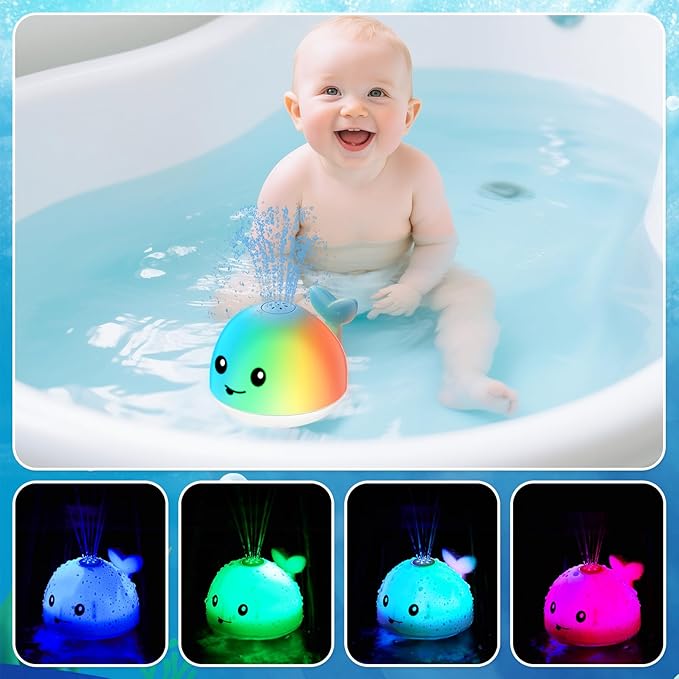 Baby Bath Toys, Light Up Whale Bath Toy Sprinkler for Babies 6-12-18 Months, Bath Toys for Kids 1-3, Toddler Fountain Bathtub Toys, Valentines 1 2 3 Year Old Boys Girls Birthday Gifts