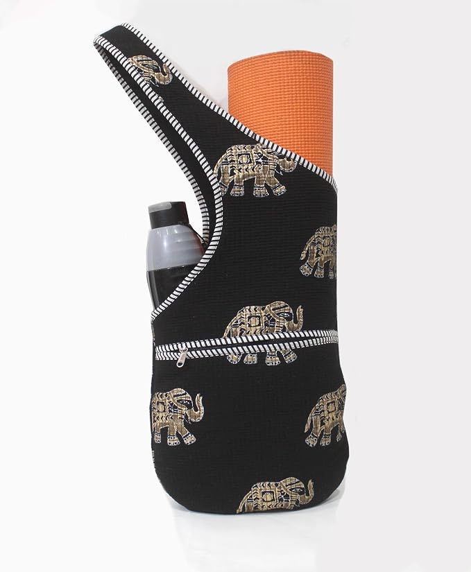 INDIAN CRAFT CASTLE Yoga Mat Bag | Tote Mat Bag | Sling Yoga Tote w/Large Side Pocket & Zipper Pocket | Yoga Mat Carrier Fits Most Size Mats