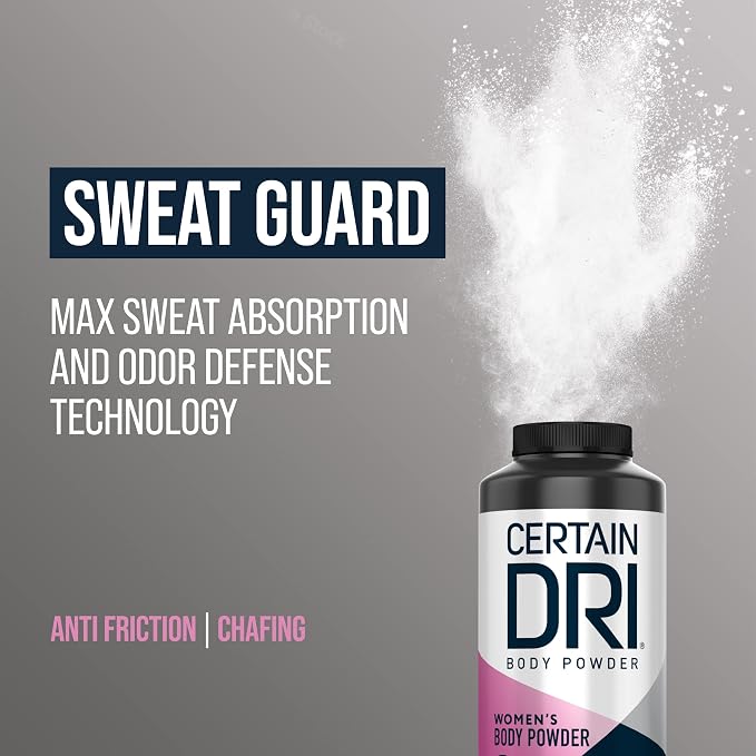 Certain Dri Women’s Body Powder - Talc-Free Anti Chafing Powder for Sweat, Moisture, & Odor Control - Calamine Formula for Itch Relief & Skin Comfort for Sensitive Skin, Daily Use & Protection - 8 oz