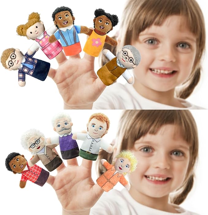 Finger Puppet Family Finger Puppet,6pcs Cute Puppet Mini Plush Toys Teaching Show,Soft Puppet for Kids Family Role Playing (EA Home)