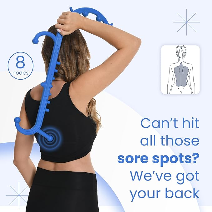 Ranarose Deep Tissue Back & Neck Massager - Back Massager Stick for Pain Relief, Muscle Knot Remover, Trigger Point Massage Tool for Full Body, Shoulders, Legs - Pressure Point Massage Tool (Blue)