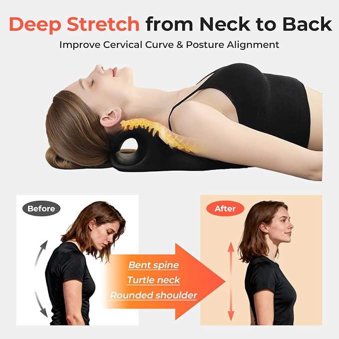 Neck and Shoulder Relaxer, Firm 18-Node Cervical Traction Pillow | Trigger-point neck stretcher, high-density foam, short daily use for neck, shoulder and upper-back tension; not for sleep