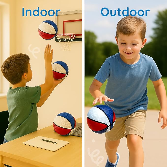 Botabee Red, White and Blue Mini Basketball Set Basketball Arcade Games - Size 3, 7” Junior Basketballs Suitable for Indoors, Outdoors and Arcade Basket Ball - 3 Pack