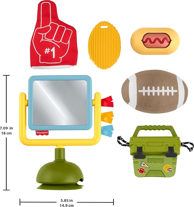 Fisher-Price Baby Toys Mini Me Moments Tiny Tailgater Set, 6 Sports-Themed Sensory Activities for Newborns Ages 3+ Months