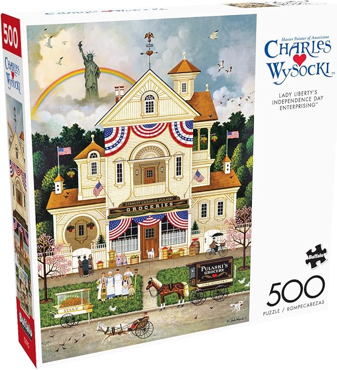 Buffalo Games - Charles Wysocki - Lady Liberty's Independence Day Enterprising - 500 Piece Jigsaw Puzzle for Adults -Challenging Puzzle Perfect for Game Nights