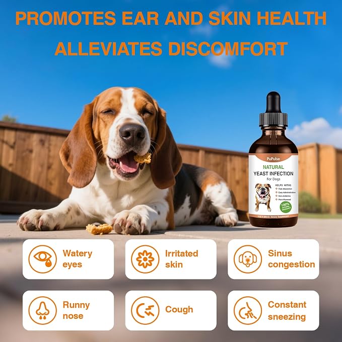 Yeast Infection Treatment for Dogs, Naturally Dog Itch Relief, 2 fl oz | Ear Infection Treatment, Dogs Allergy Relief, Inflammation Relief & Allergy Relief More