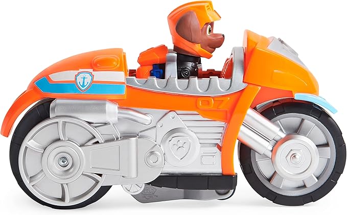 Paw Patrol, Moto Pups Zuma’s Deluxe Pull Back Motorcycle Vehicle with Wheelie Feature and Toy Figure