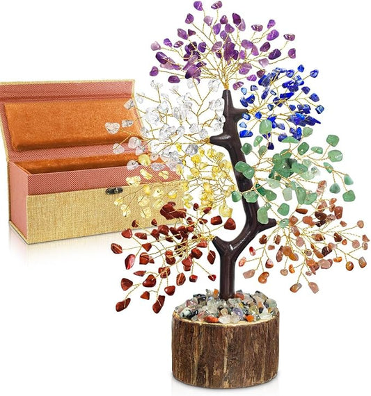 7 Chakra Crystal Tree of Life - Upgrade Gift Box, Valentine's Day Gift, Unique Birthday Gifts for Women, Chakra Healing Trees for Desk Decor, Positive Energy, New House Warming Gift, Gifts for Mom