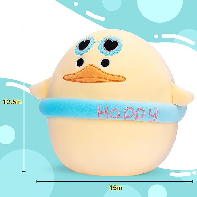 Original 12.5-inch Duck Pillow Plush Stuffed Animal Toy,Big Size Soft Cute Fat Cuddle Huggable Adorable Plushie Toys,Gift for Children Girls